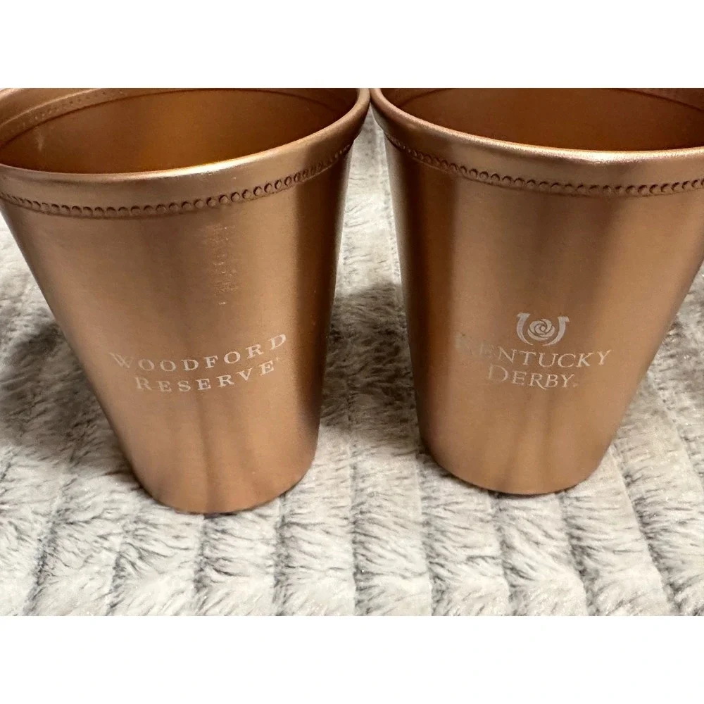 Woodford Reserve Kentucky Derby Mint Julep Cups Rose Gold Copper Set of 2